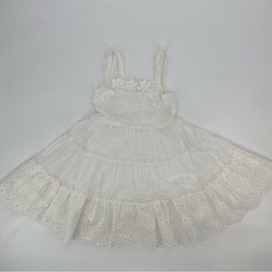 Sara Baby White Cotton Sleeveless Dress - Size 8 Girls